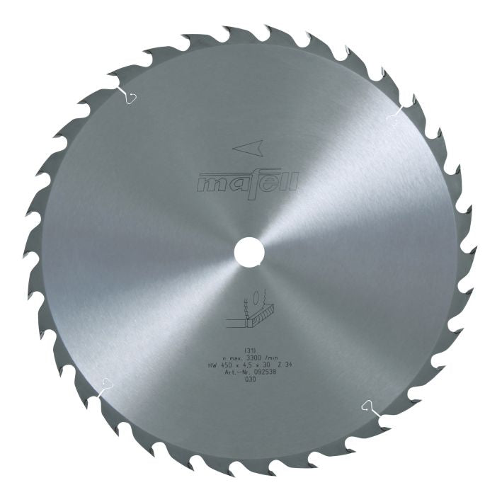 Sägeblatt-HM, 450 x 2,5/4,5 x 30 mm, Z 34, WZ, für Feinschnitte in Holz