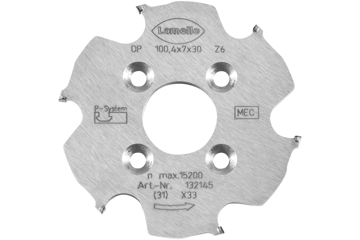 P-System Nutfräser CNC, DP Ø100.4x7xØ30 mm, Z6, NL 4xØ6.6xØ48 mm