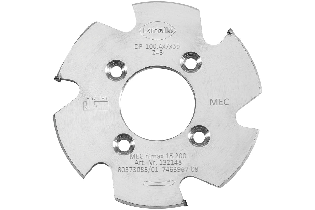 P-System Nutfräser CNC, DP, Ø100.4x7xØ35 mm, Z3, NL 4xØ5.5xØ50 mm