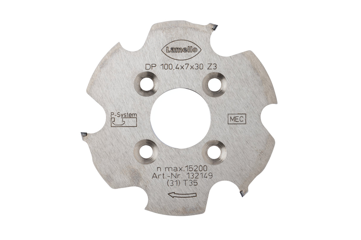 P-System Nutfräser CNC, DP, linkslaufend, Ø100.4x7xØ30 mm, Z3, NL 4xØ6.6xØ48 mm