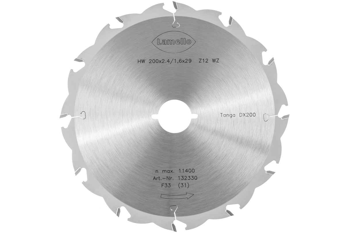 Tanga DX200 Sägeblatt, HW, Ø200x2.4xØ29 mm, Z12, mit Schnellspann-Aufnahme