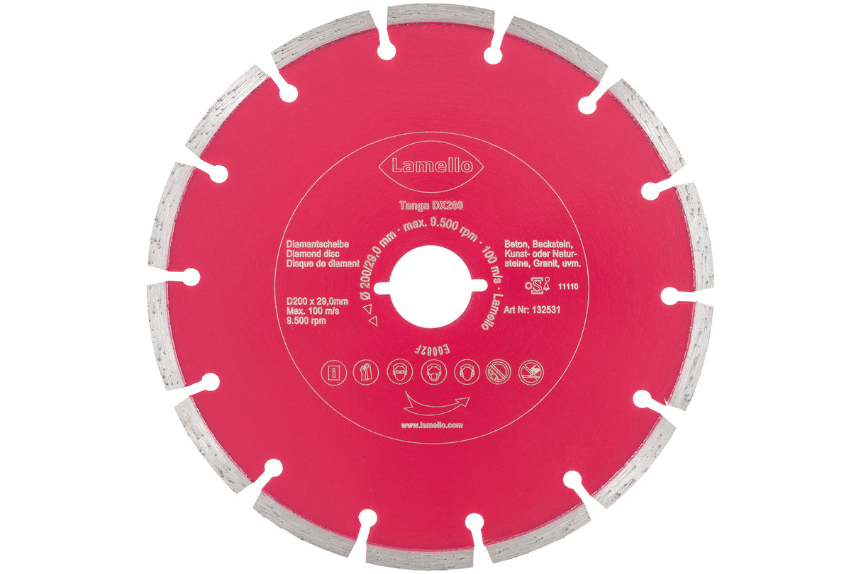 Tanga DX200 Trennscheibe, DP, segmentiert, Ø200x2.4xØ29 mm, mit Schnellspann-Aufnahme