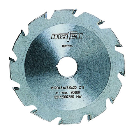 Nutenfräsblatt, ellipsenförmig, Hartmetall, 120 x 3,6 x 20 mm, 12 Zähne