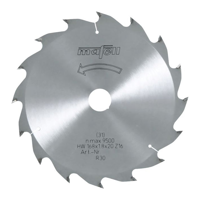 Sägeblatt-HM, 168 x 1,2/1,8 x 20 mm, Z 16, WZ, für Längsschnitte in Holz
