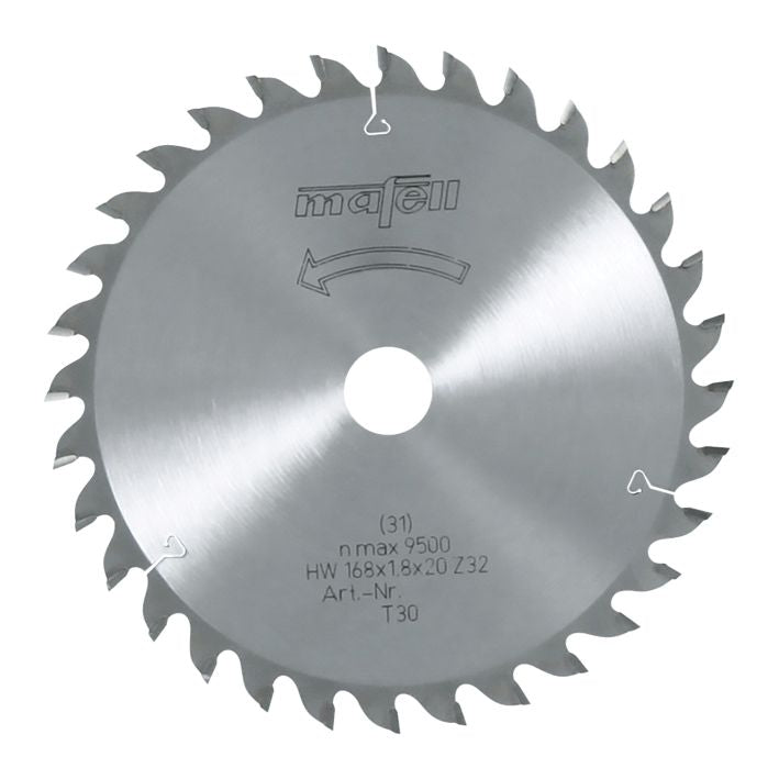Sägeblatt-HM, 168 x 1,2/1,8 x 20 mm, Z 32, WZ, für Feinschnitte in Holz