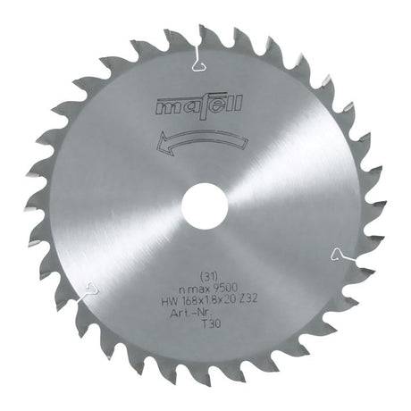 Sägeblatt-HM, 168 x 1,2/1,8 x 20 mm, Z 32, WZ, für Feinschnitte in Holz