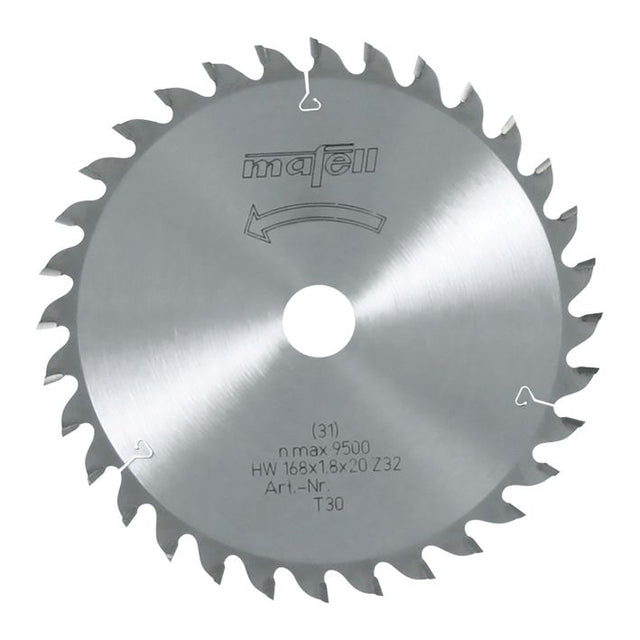 Sägeblatt-HM, 168 x 1,2/1,8 x 20 mm, Z 32, WZ, für Feinschnitte in Holz