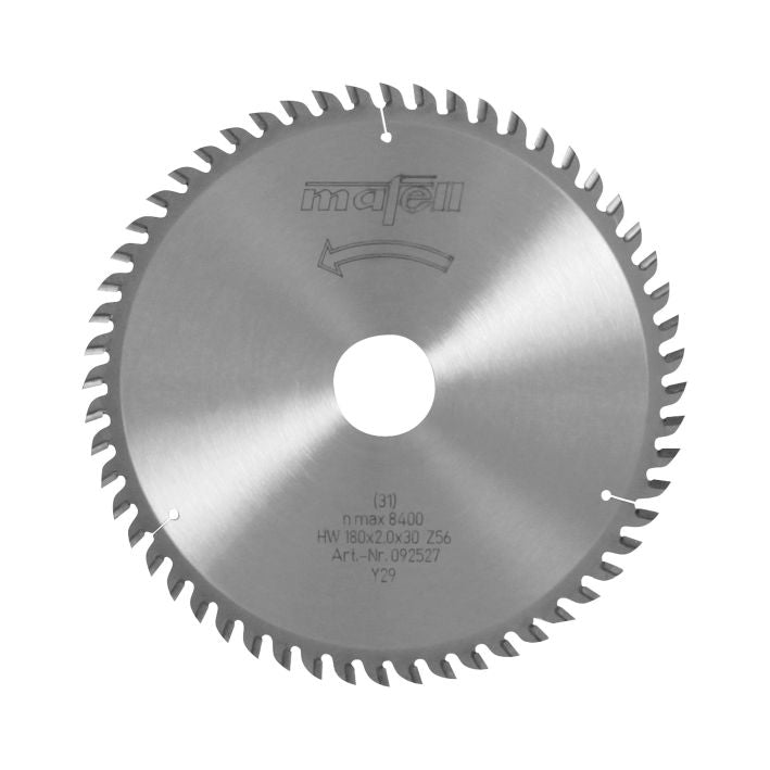 Sägeblatt-HM, 180 x 1,2/2,0 x 30 mm, Z 56, WZ, angefast, für Laminate