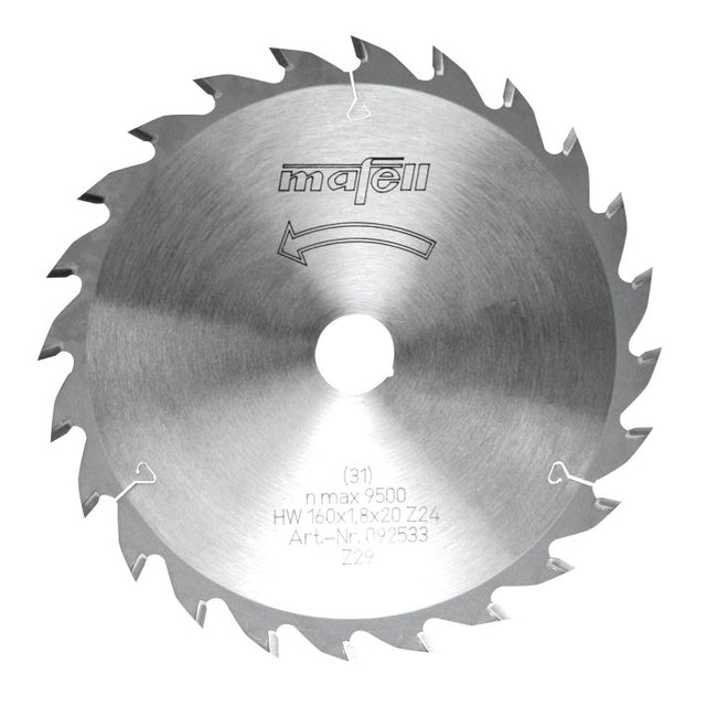 Sägeblatt-HM, 160 x 1,2 / 1,8 x 20 mm, Z 24, WZ, für universellen Einsatz in Holz