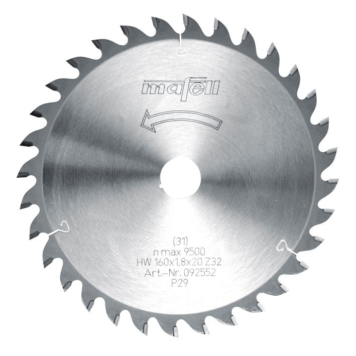 Sägeblatt-HM, 160 x 1,2/1,8 x 20 mm, Z 32, WZ, für Feinschnitte in Holz
