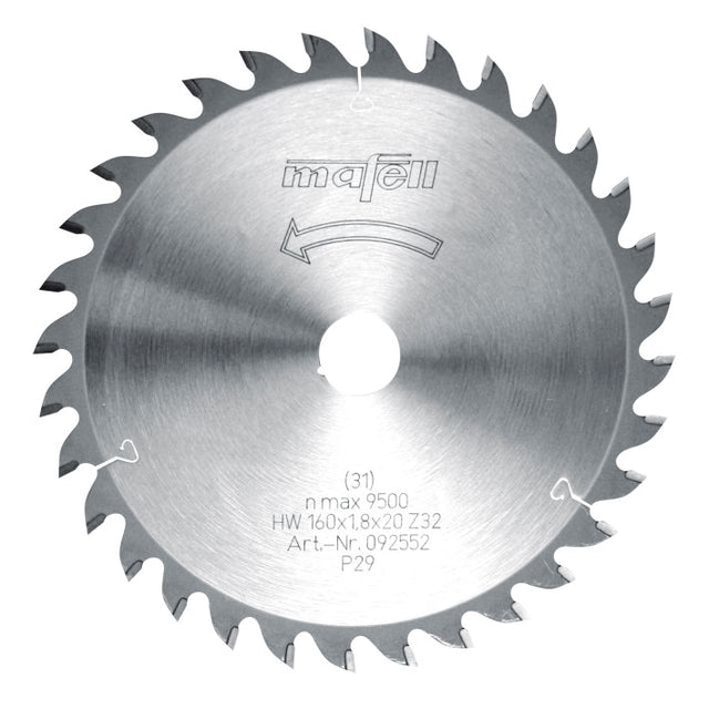 Sägeblatt-HM, 160 x 1,2/1,8 x 20 mm, Z 32, WZ, für Feinschnitte in Holz