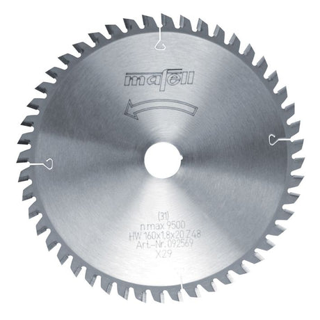 Sägeblatt-HM, 160 x 1,2/1,8 x 20 mm, Z 48, FZ/TR, für Schichtstoffplatten (Trespa)
