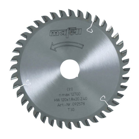 Sägeblatt-HM, 120 x 1,2/1,8 x 20 mm, Z 40, TR, für Laminat
