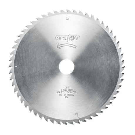 Sägeblatt-HM, 237 x 1,8/2,5 x 30 mm, Z 56, WZ, für Querschnitte in Holz