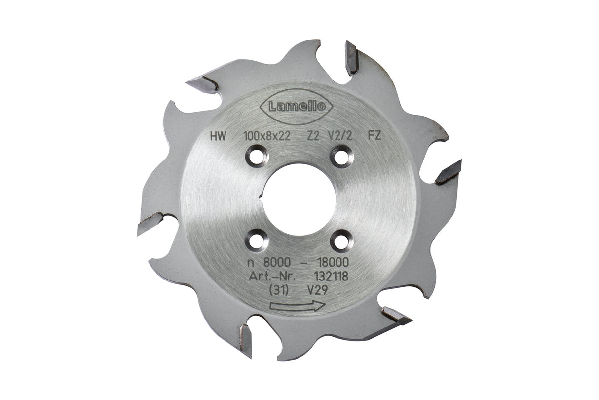 Nutfräser für Nutfräsmaschine, HW, Ø100x8xØ22 mm, Z2+V4, NL 4, für Clamex S-18