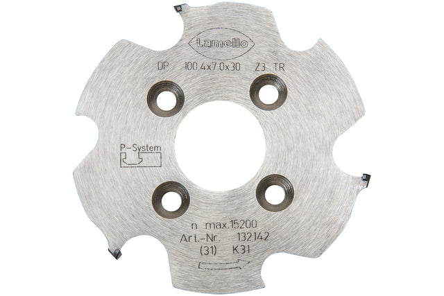 P-System Nutfräser CNC, DP, Ø100.4x7xØ30 mm, Z3, NL 4xØ6.6xØ48 mm