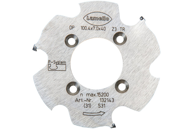 P-System Nutfräser CNC, DP, Ø100.4x7xØ40 mm, Z3, NL 4xØ5.5xØ52 mm