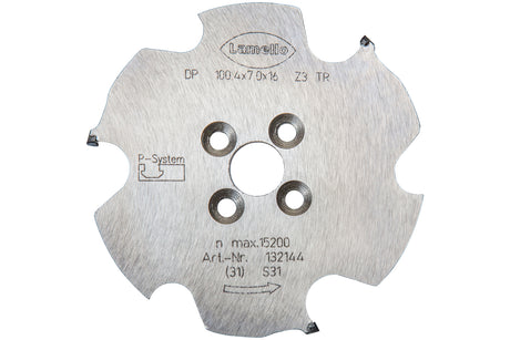 P-System Nutfräser CNC, DP Ø100.4x7xØ16 mm, Z3, NL 4xØ5.5xØ28 mm