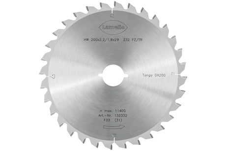 Tanga DX200 Sägeblatt, HW, Ø200x2.2xØ29 mm, Z32, mit Schnellspann-Aufnahme