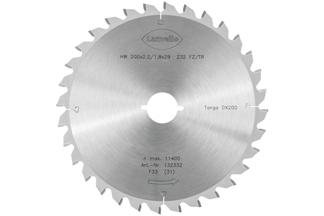 Tanga DX200 Sägeblatt, HW, Ø200x2.2xØ29 mm, Z32, mit Schnellspann-Aufnahme