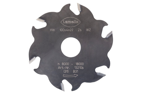 Nutfräser für Classic X, HW, Ø100x4xØ22 mm, Z6 Wechselzahn