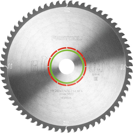 Kreissägeblatt  260x2,5x30 WZ/FA64
